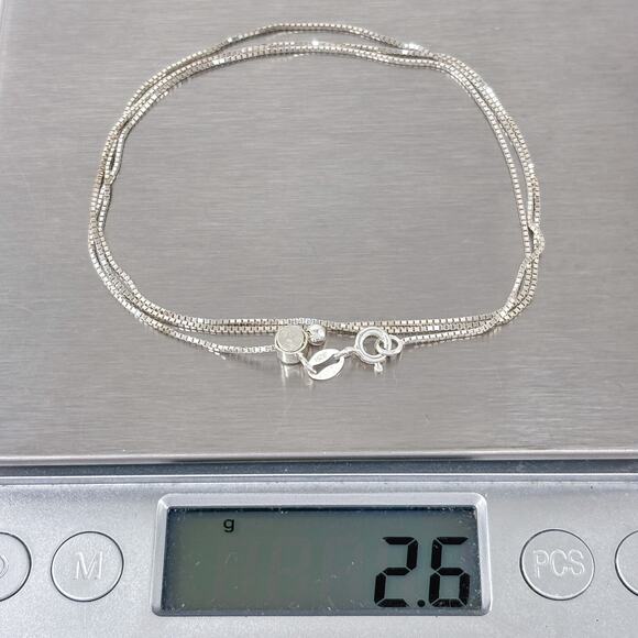 Box Link Chain Necklace | Vintage Sterling Silver 925 | Adjustable up to 22.5" - Picture 3 of 3